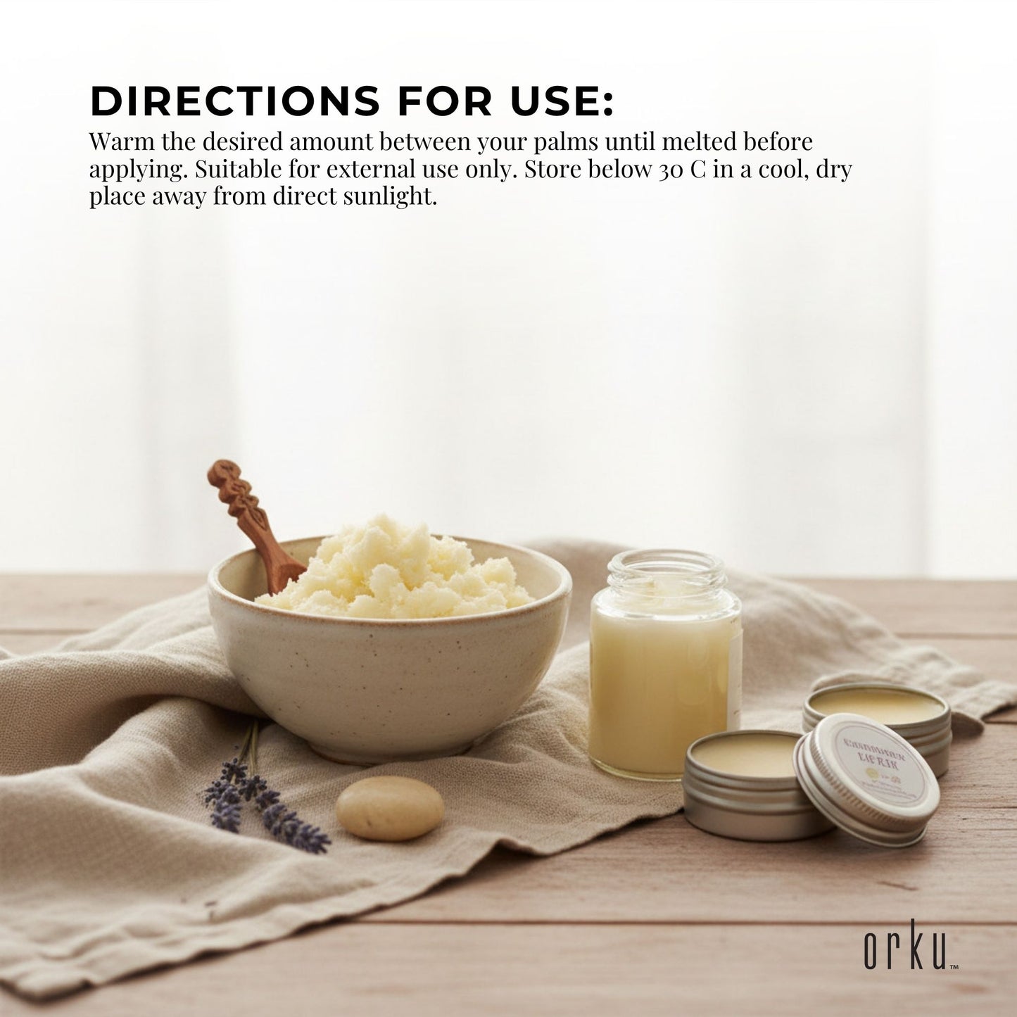 Orku 5Kg Organic Unrefined Shea Butter Raw African Karite Chunks