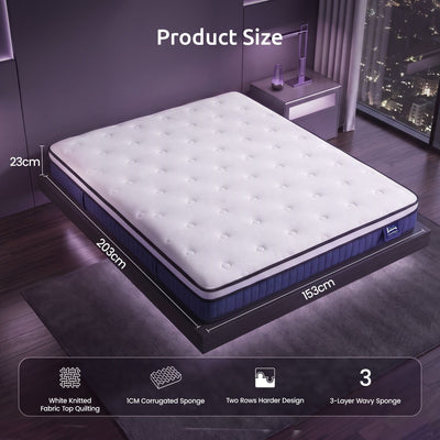 Levitex Queen Mattress 23CM With Pocket Spring & Cooling Gel Foam, Medium-Firm Full-Body Support, Mattresses In A Box