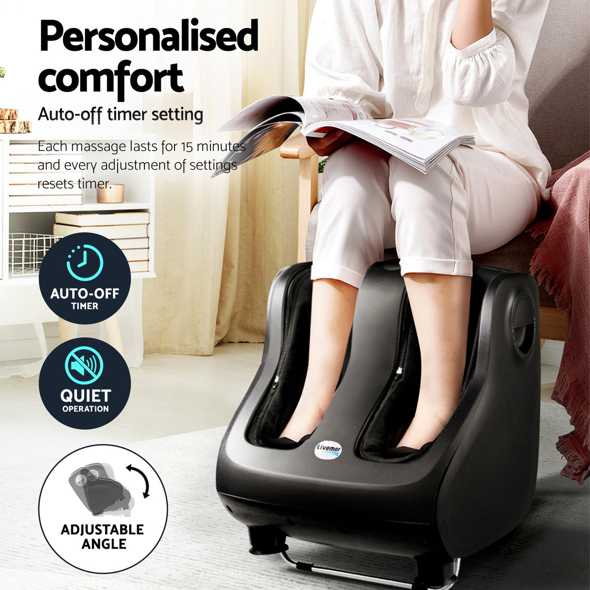 Livemor Full Back Massage Seat Cushion Heating With 360° Foot Massagers