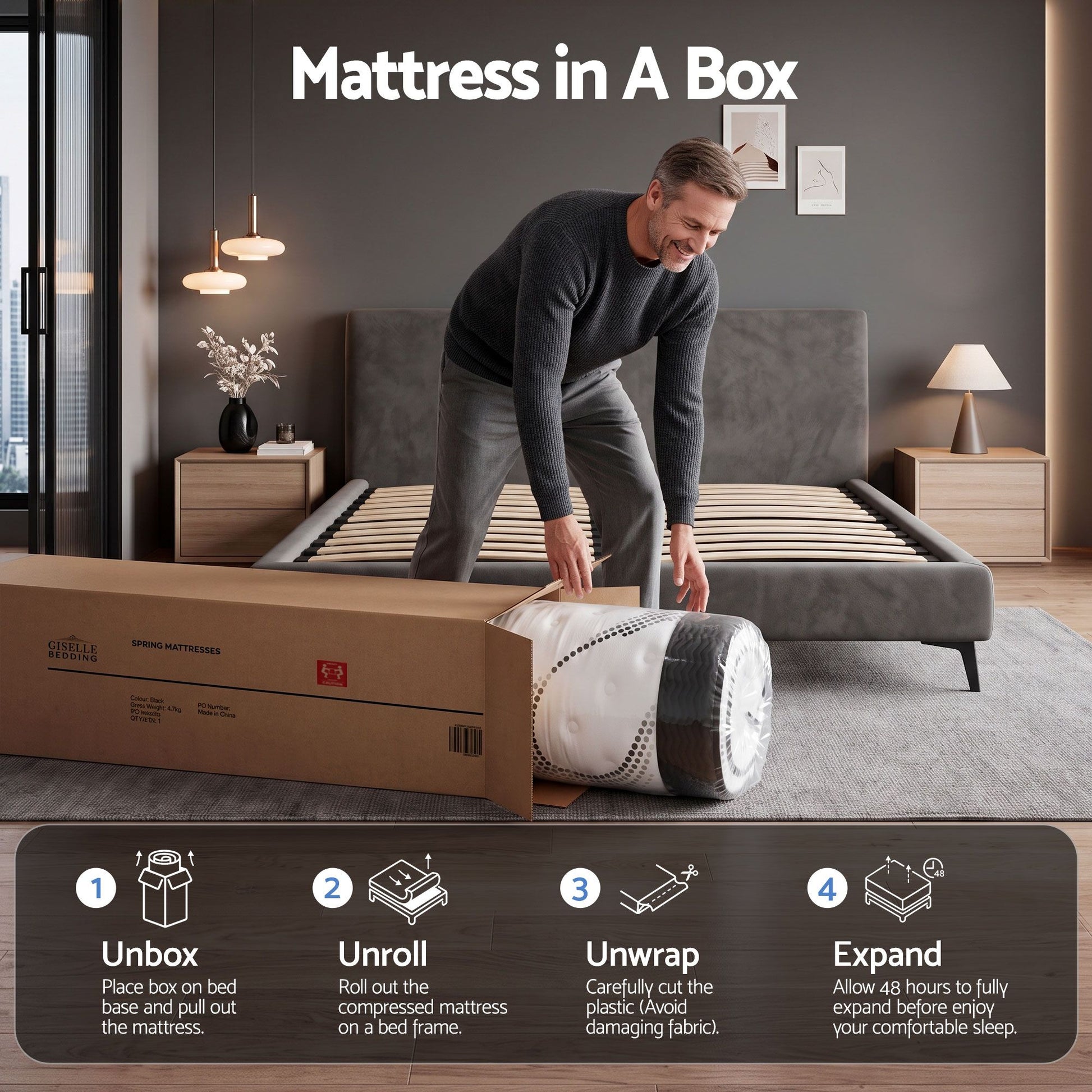 Giselle Bedding 32cm Mattress Euro Top King
