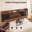 Artiss Double Bed Frame with Charging Station 4 Drawers Storage Oak