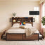 Artiss Queen Bed Frame with Charging Station 4 Drawers Storage Oak