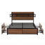 Artiss Queen Bed Frame with Charging Station 4 Drawers Storage Oak
