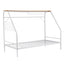 Artiss Single House Bed Frame Metal Canopy Bed Storage Shelf for Kids White