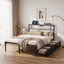 Artiss Double Bed Frame with Charging Station & Storage Drawers Metal