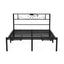 Artiss Double Bed Frame with Charging Station & Storage Drawers Metal