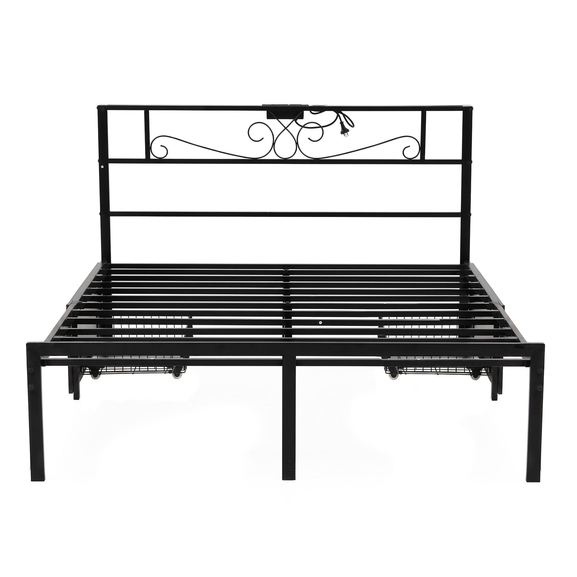 Artiss Queen Bed Frame with Charging Station & Storage Drawers Metal