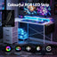 Artiss 140cm L Shaped Gaming Desk Computer Desk with LED Lights & Power Outlets