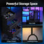 Artiss 145cm L Shaped Gaming Desk Computer Desk with LED Lights & Power Outlets