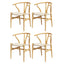 1 Set of 4 Artiss Dining Chairs Wooden Rattan Seat Wishbone Back