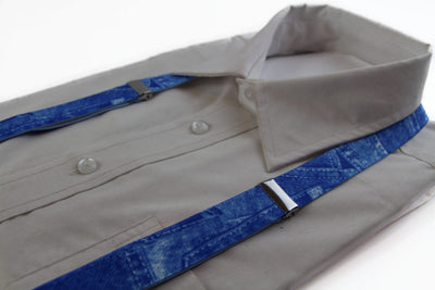 Mens Adjustable Denim Print Patterned Suspenders