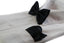 Mens Black Plain Coloured Checkered Bow Tie & Matching Pocket Square Set
