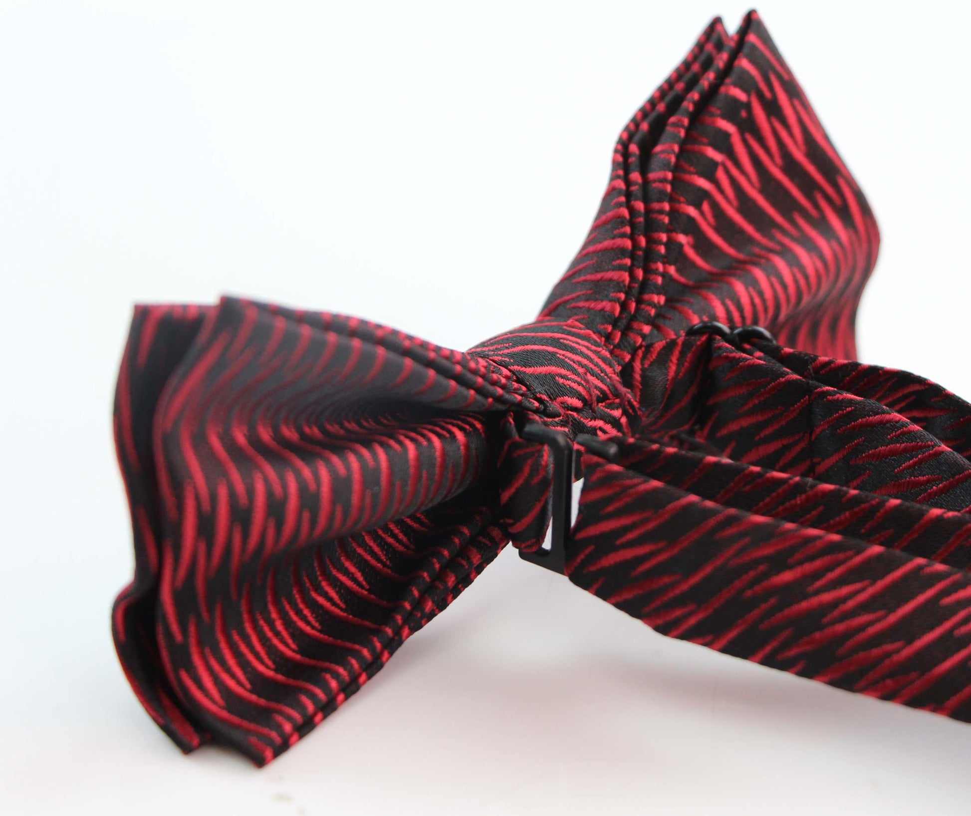 Mens Black & Red Fire Patterned Bow Tie