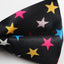 Mens Black With Multicoloured Stars Patterned Bow Tie