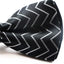 Mens Black With Silver Zig Zag Patterned Bow Tie