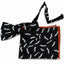 Mens Black With White Moustache Cotton Bow Tie & Pocket Square Set