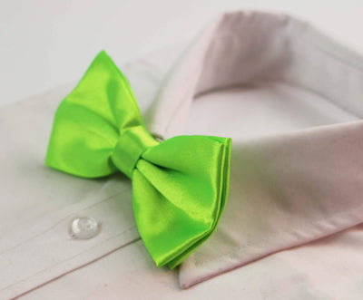 Mens Fluro Green Solid Plain Colour Bow Tie