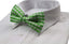 Mens Green & White Plaid Patterned Tinsel Bow Tie