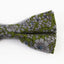 Mens Green With White Flowers Cotton Bow Tie & Pocket Square Set