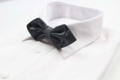 Mens Gunmetal Diamond Shaped Checkered Bow Tie