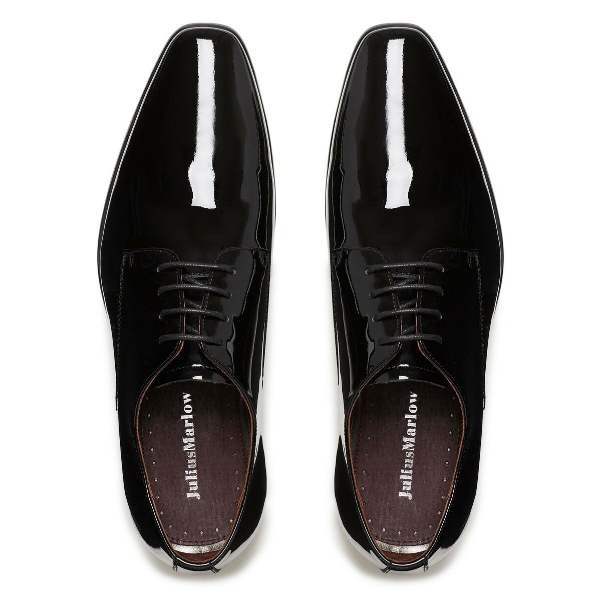 Mens Julius Marlow Jet Black Work Leather Patent Lace Up Shoes