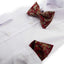 Mens Maroon, Green & Cream Paisley Cotton Bow Tie & Pocket Square Set