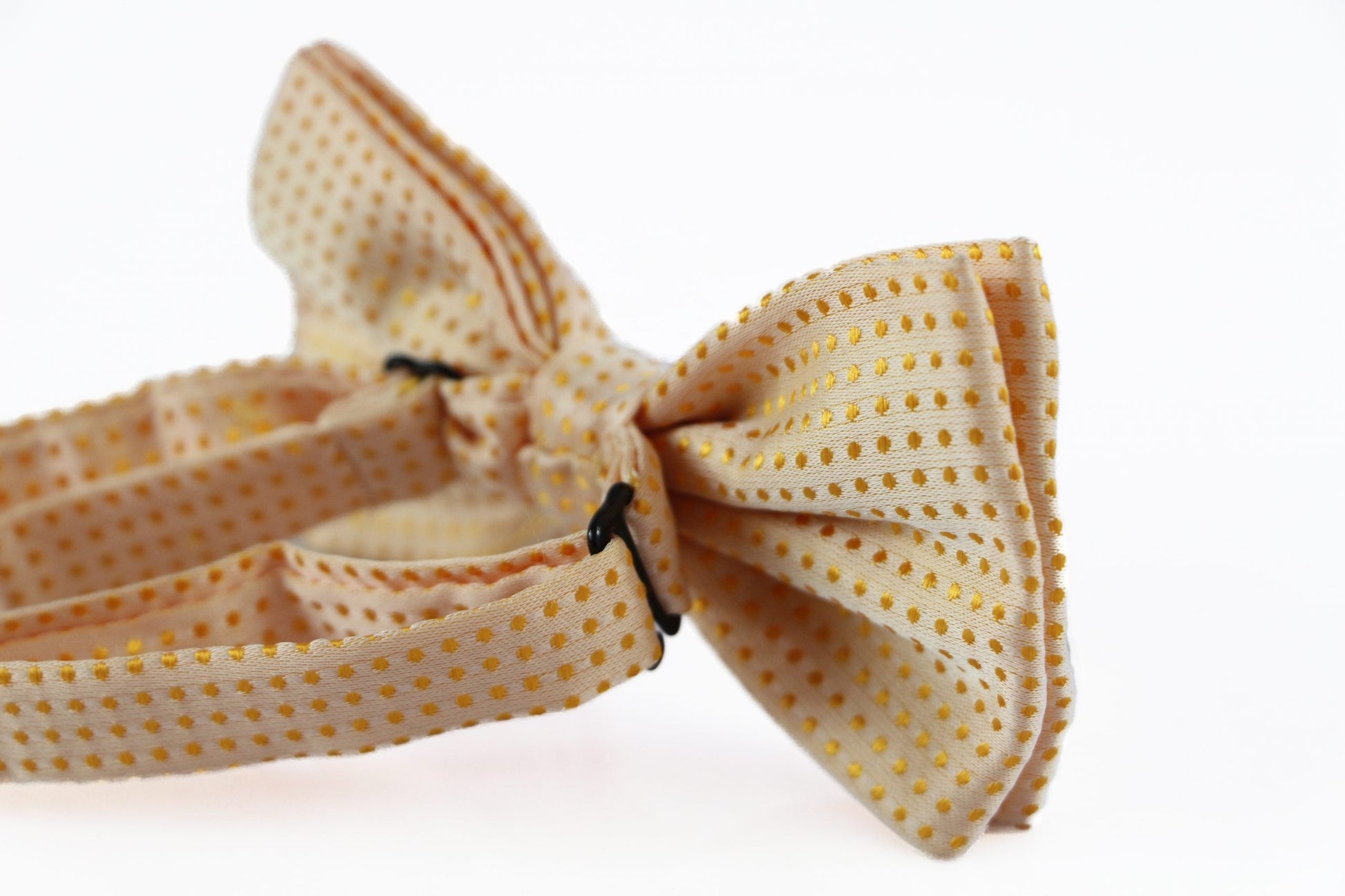 Mens Pale Orange Polka Dot Patterned Bow Tie