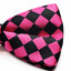 Mens Pink & Black Checkered Block Patterned Bow Tie