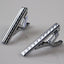 Mens Silver Line And Squares Pattern Tie Clip Clasp