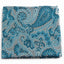 Mens Turquoise & Silver Boho Paisley Silk Pocket Square