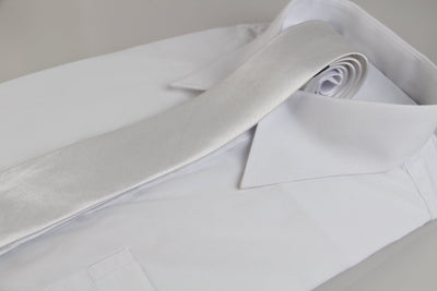 Mens White 5cm Skinny Plain Neck Tie