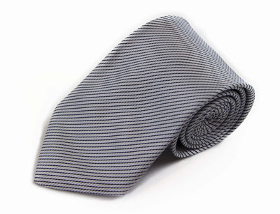 Mens White & Black Mini Stripe 8cm Patterned Neck Tie