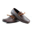 Mens Zasel Anchor Slip On Dark Brown Leather Boat Shoes