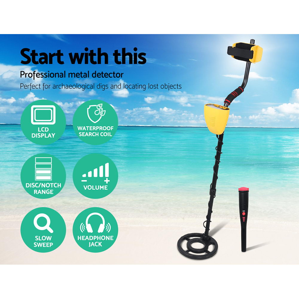 Metal Detector 180MM Deep Sensitive Water Resistant Pinpointer Treasure Hunter Yellow