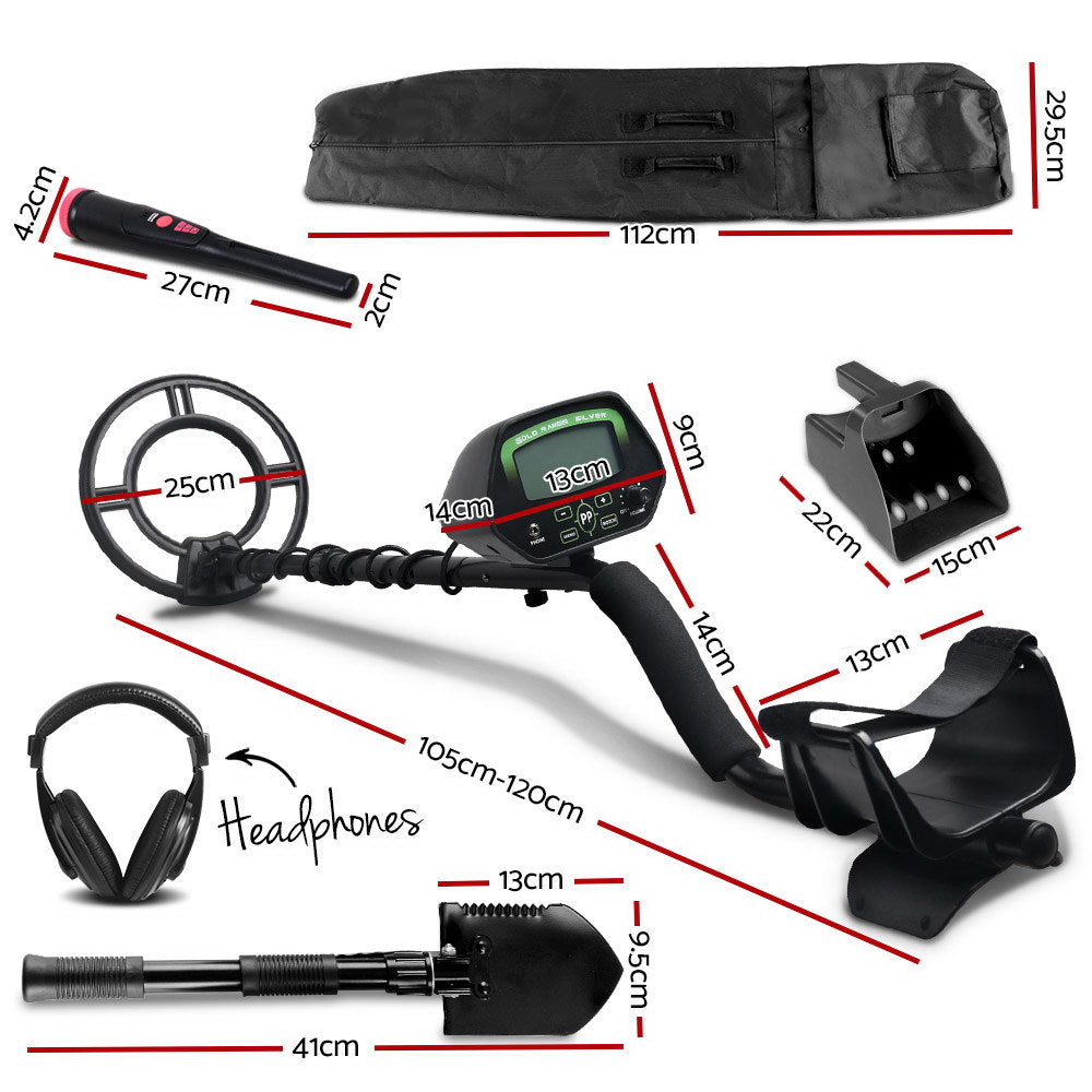Metal Detector 220MM Deep Sensitive Water Resistant Pinpointer Treasure Hunter Shovel