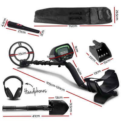 Metal Detector 220MM Deep Sensitive Water Resistant Pinpointer Treasure Hunter Shovel