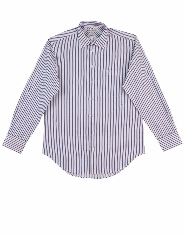 New Mens Sateen Stripe Long Sleeve Business Casual Work Dress Suit Cotton Shirt