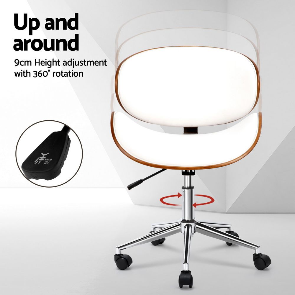 Artiss Wooden Office Chair Leather Seat White