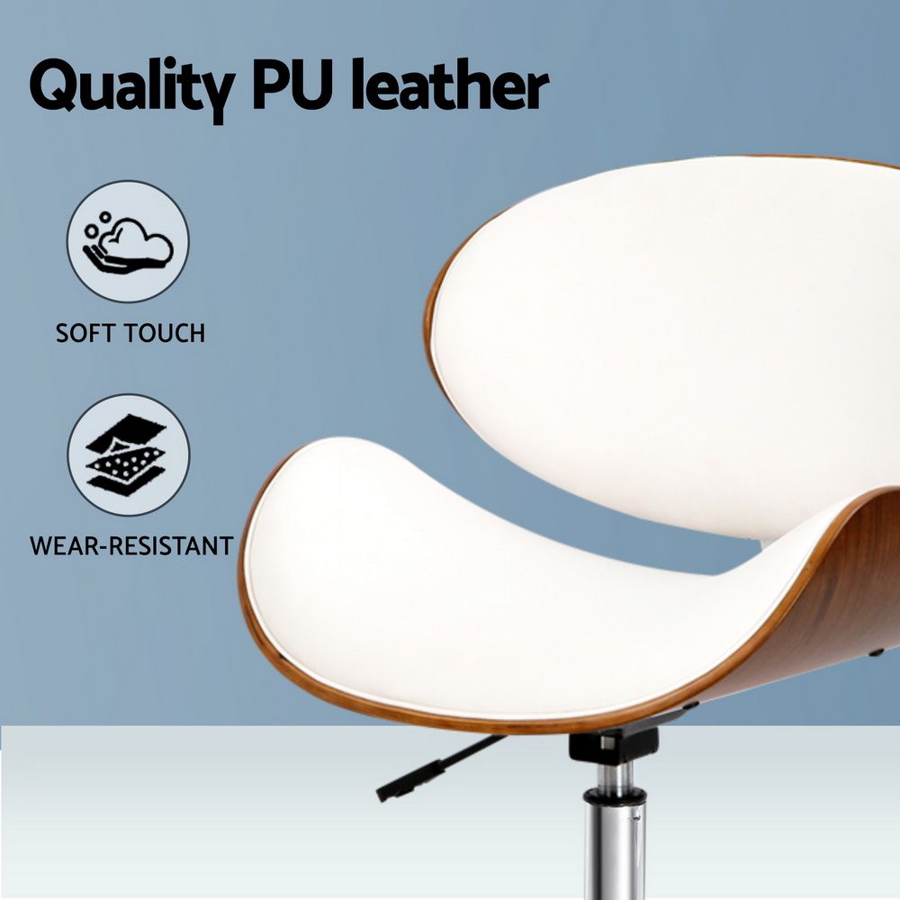 Artiss Wooden Office Chair Leather Seat White