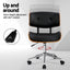 Artiss Wooden Office Chair PU Seat Black Brown