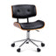 Artiss Wooden Office Chair PU Seat Black Brown