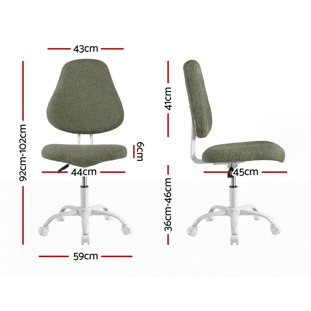 Artiss Armless Office Chair Ergonomic Soft Fleece Height Adjustable Vanity Desk Chair Green