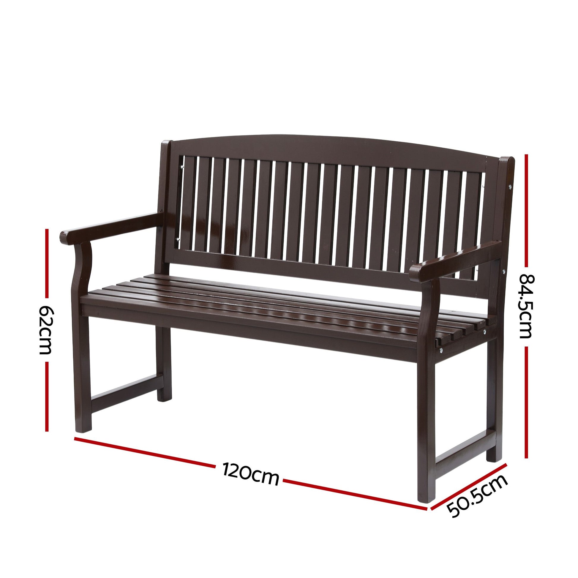 Gardeon Outdoor Garden Bench Wooden 2 Seater Lounge Chair Patio Furniture Brown