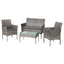 Gardeon 4 Seater Outdoor Sofa Set Wicker Setting Table Chair Furniture Grey