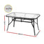 Gardeon 140CM Outdoor Dining Table Steel Frame Tempered Glass Parasol Hole Black