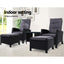 Gardeon 5PC Recliner Chairs Table Sun lounge Wicker Outdoor Furniture Adjustable Black