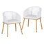 Gardeon 2PC Outdoor Dining Chairs Wicker Chair Patio Furniture Garden Steel White