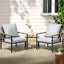 Gardeon 3PC Outdoor Furniture Bistro Set Lounge Setting Chairs Table Patio Black