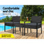 Gardeon 3PC Patio Furniture Bistro Set Wicker Outdoor Lounge Setting Black