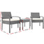 Gardeon 3PC Patio Furniture Bistro Set Wicker Outdoor Lounge Setting Grey